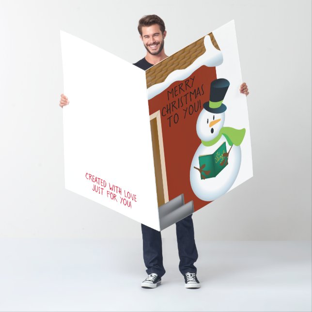Jumbo Greeting Cards: Giant Christmas Snowman Card (In Situ)