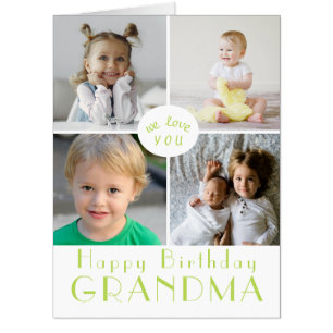 Jumbo Happy Birthday Grandma Green Photo Collage Card
