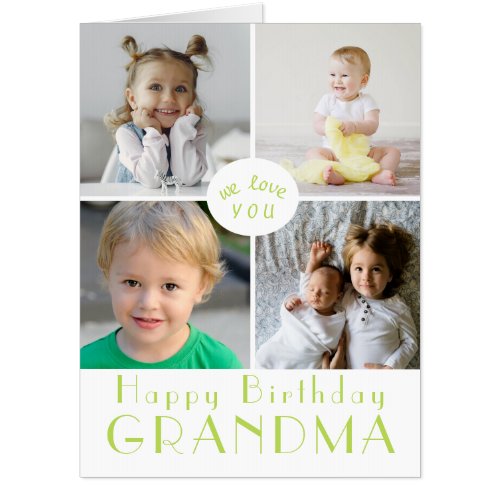 Jumbo Happy Birthday GrandmaGreenPhoto Collage Card