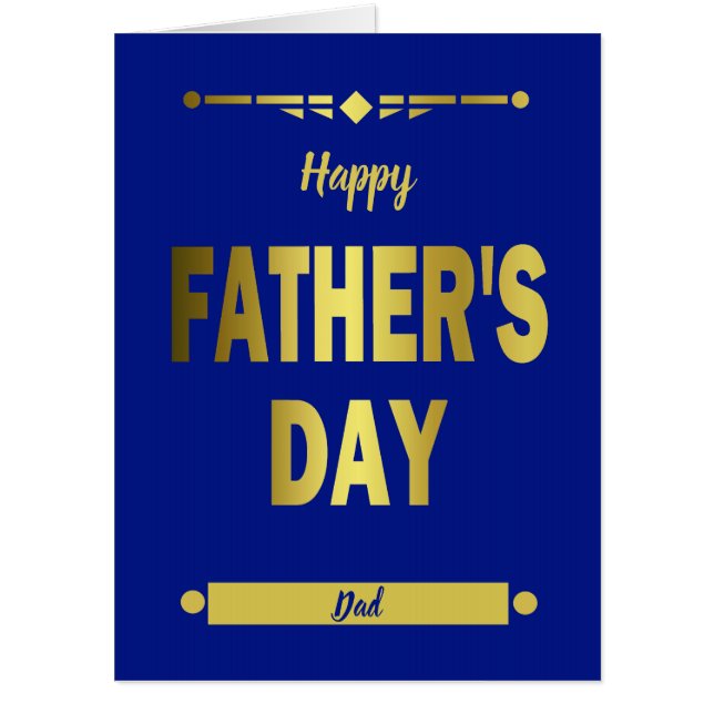 Jumbo Happy Father's Day Typography Gold Card (Front)