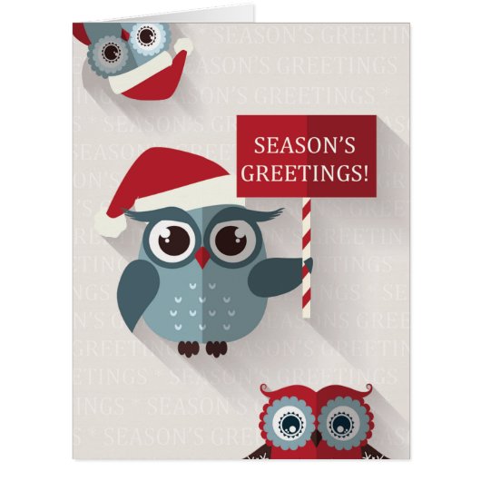 Jumbo Happy Owlidays Christmas Card (Front)
