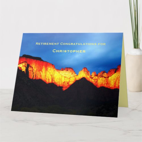 JUMBO Happy Retirement Zion Sunrise Name  Card