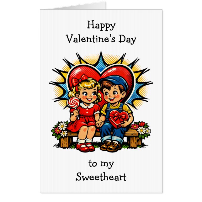 Jumbo Happy Valentine's Day Retro Pop Art Vintage Card (Front)