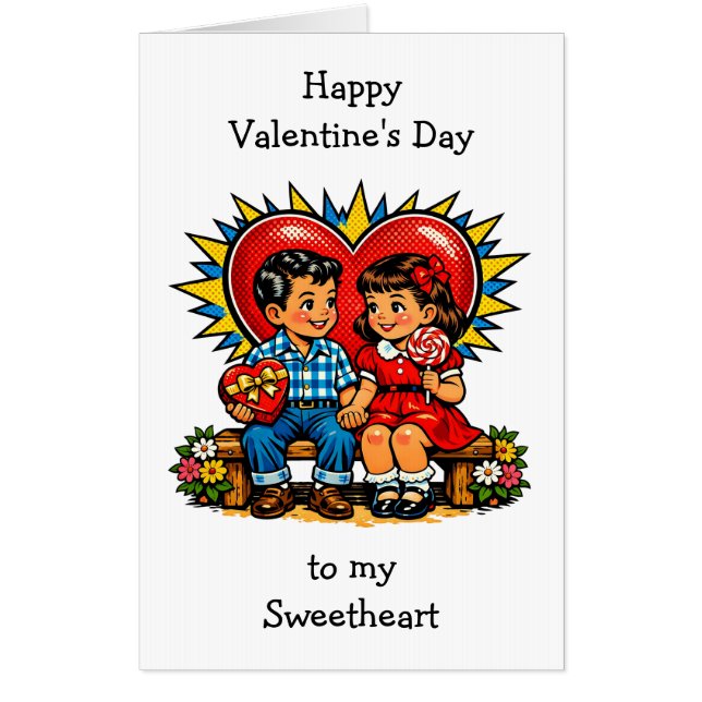 Jumbo Happy Valentine's Day Retro Pop Art Vintage Card (Front)