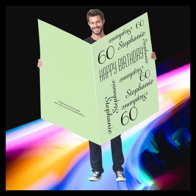 JUMBO HUGE BIG Pale Green Any Name Age Birthday Card (Creator Uploaded)