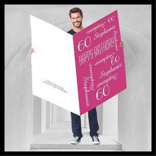JUMBO HUGE Giant Large Hot Pink Any Age Birthday Card