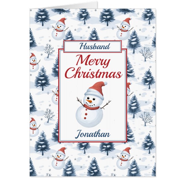 Jumbo Husband Christmas Snowman Card (Front)