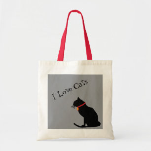 Jumbo I Love Cats Black And Grey Graphic Tote Bag