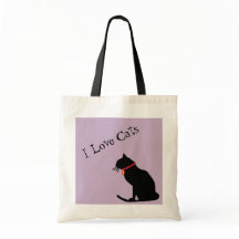 Jumbo I Love Cats Lilac And White Graphic Tote