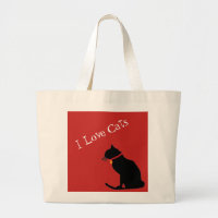 Jumbo I Love Cats Red And White  Graphic Tote