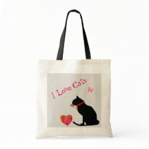 Jumbo I Love Cats Red And White Graphic Tote
