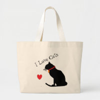 Jumbo I Love Cats Red Heart And White Graphic Tote