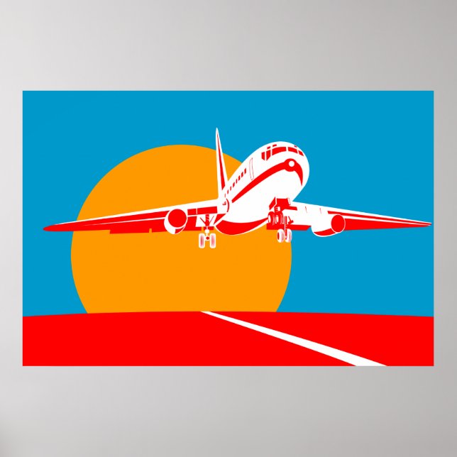 jumbo jet plane airplane taking off poster (Front)