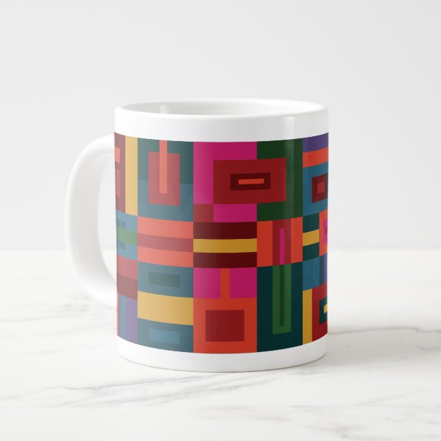 Jumbo Log Cabin Quilt Pattern Giant Coffee Mug (Front Left)