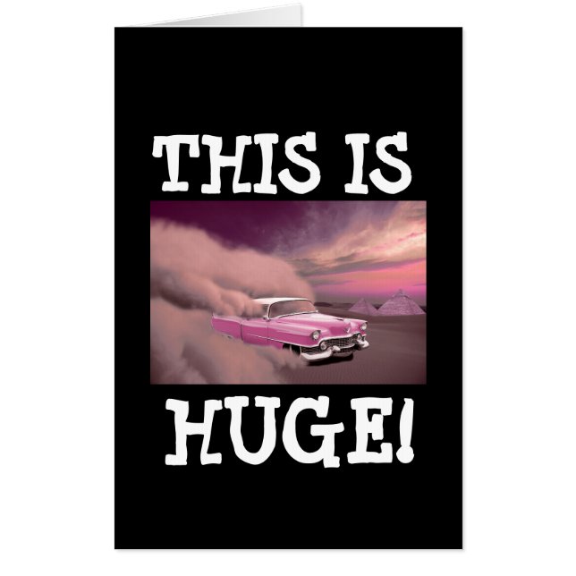 JUMBO MASSIVE CLASSIC PINK CAR BIRTHDAY CARD (Front)