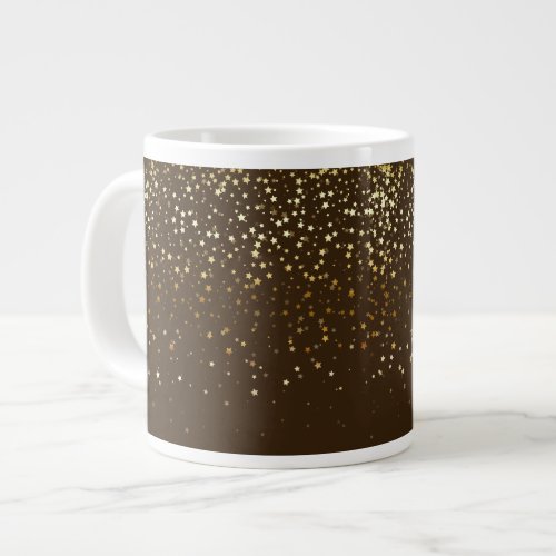 Jumbo Mug_Petite Golden Stars_Brown Large Coffee Mug