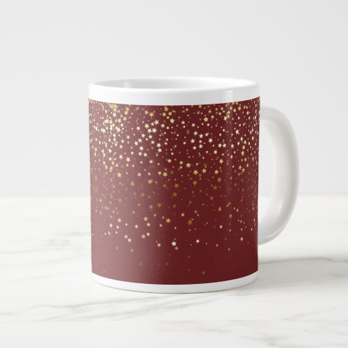 Jumbo Mug_Petite Golden Stars_Burgundy Giant Coffee Mug