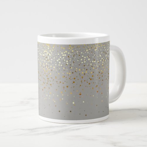 Jumbo Mug_Petite Golden Stars_Grey Large Coffee Mug