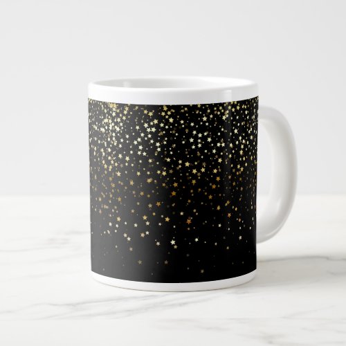 Jumbo Mug_Petite Golden Stars_Noir Large Coffee Mug
