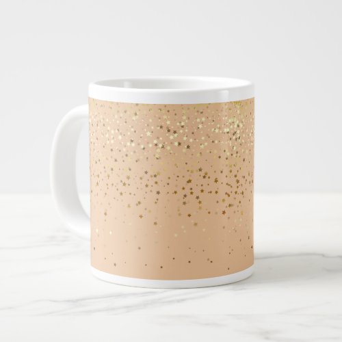 Jumbo Mug_Petite Golden Stars_Peach Giant Coffee Mug
