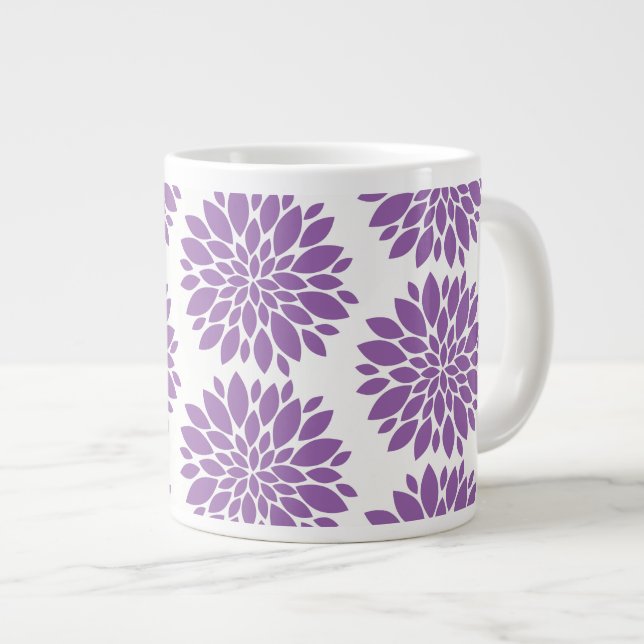 Jumbo Mug-Purple Flowers Large Coffee Mug (Front Right)