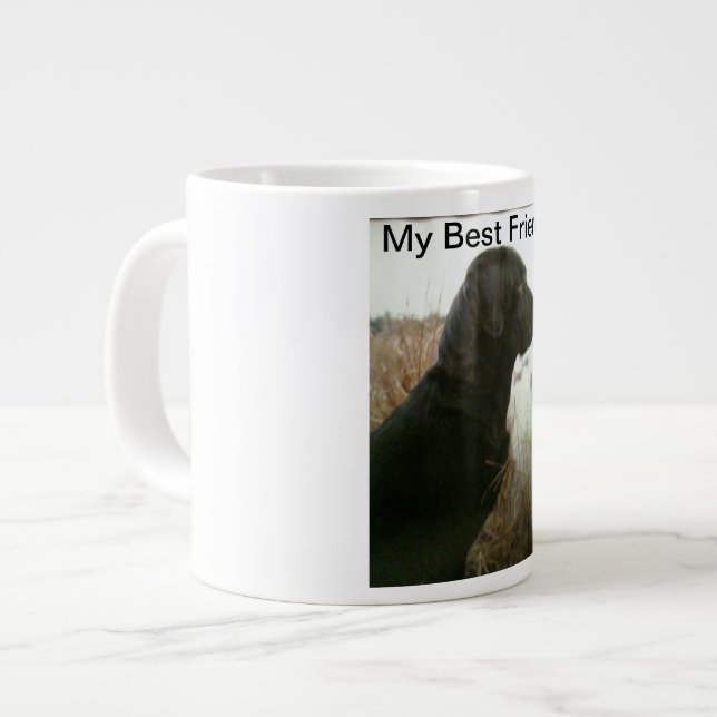 jumbo mug with a picture of a black lab &  phrase (Front Left)