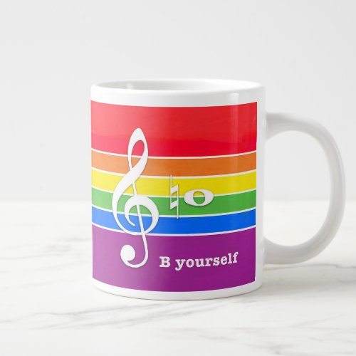 Jumbo mug with musical note b natural rainbow