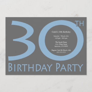 Jumbo Numbers Birthday Party (Blue / Gray) Invitation