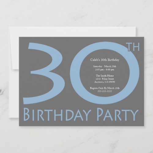 Jumbo Numbers Birthday Party (Blue / Gray) Custom Invites