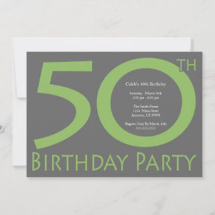 Jumbo Numbers Birthday Party (Lime Green / Gray) Invitation