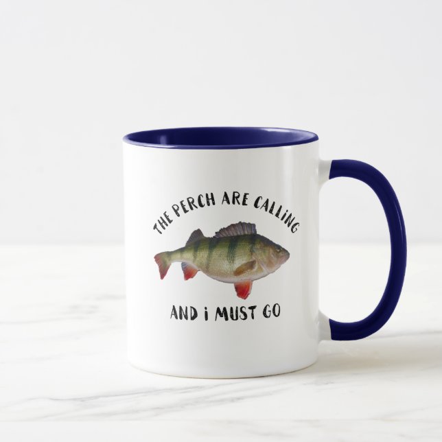 Jumbo Perch Fishing Quote Men's Hobby Mug (Right)