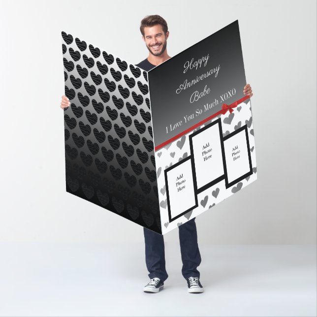 Jumbo Personalized 3 Photo Anniversary  Card (In Situ)
