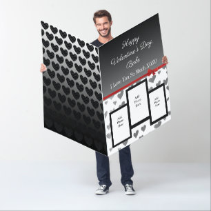 Jumbo Personalized 3 Photo Valentines Day "Card Card