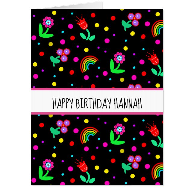 Jumbo Personalized Butterfly Flowers Birthday  Card (Front)