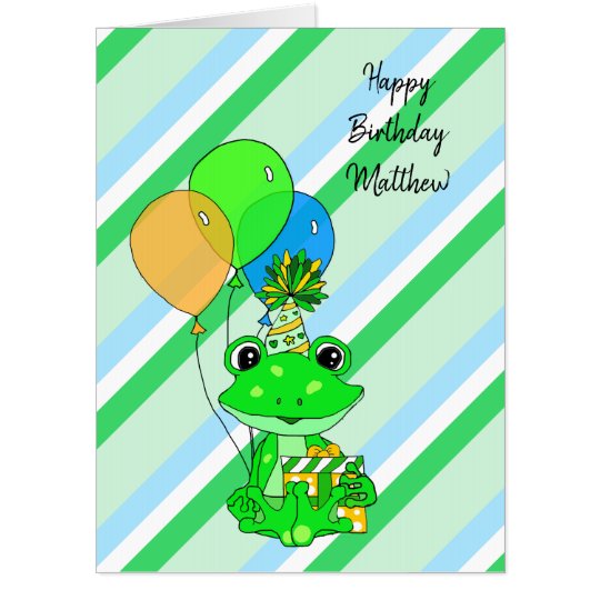 Jumbo Personalized Frog Themed Boy's Birthday Card | Zazzle