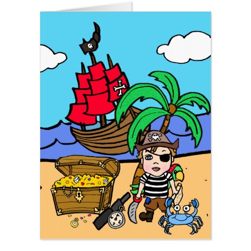 Jumbo Pirate Themed Birthday Card