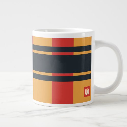 Jumbo Plaid Red Yellow Blue Stripe Giant Coffee Mug