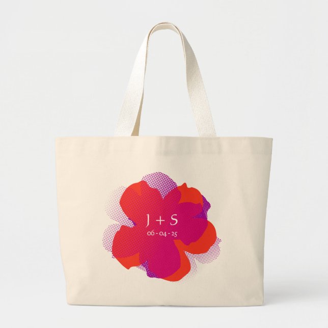 Jumbo Popflower Purple/Orange Toilet Tray Large Tote Bag (Front)
