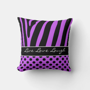Jumbo Purple Black Zebra Stripe Polka Dots Pillow