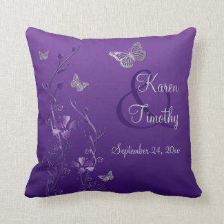 Jumbo Purple Gray Butterfly Floral Keepsake Pillow