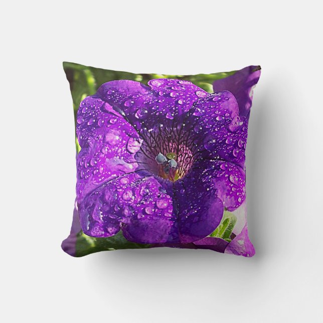 Jumbo Purple Petunia Flower Pillow (Front)