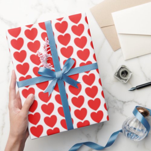 Jumbo Red Heart Pattern Valentines Gift  Wrapping Paper