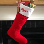 Jumbo Red & White Velvet Christmas Stocking (Front)