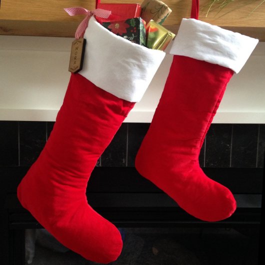 Jumbo Red & White Velvet Christmas Stocking (Front)