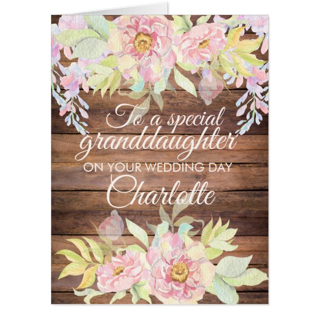 Jumbo Rustic Granddaughter Bride Congratulations Card (Front)