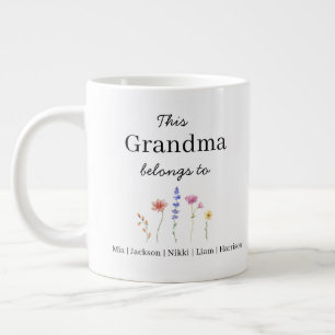 JUMBO size - Five Grandchildren Personalized  Giant Coffee Mug