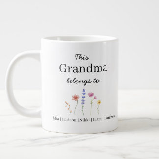 JUMBO size - Five Grandchildren Personalized  Giant Coffee Mug