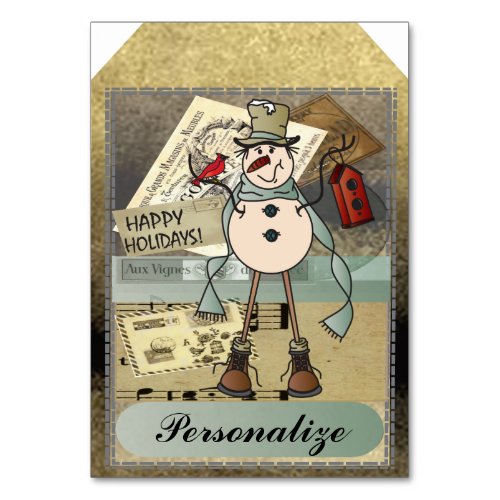 Jumbo Size Gift Tags  Vintage Blue Snowman Table Number