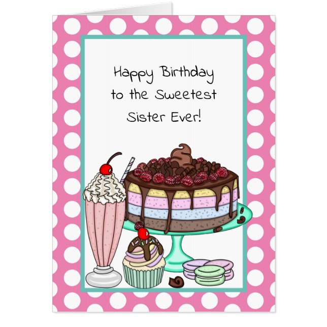 Jumbo Sized Birthday Sister   Card (Front)