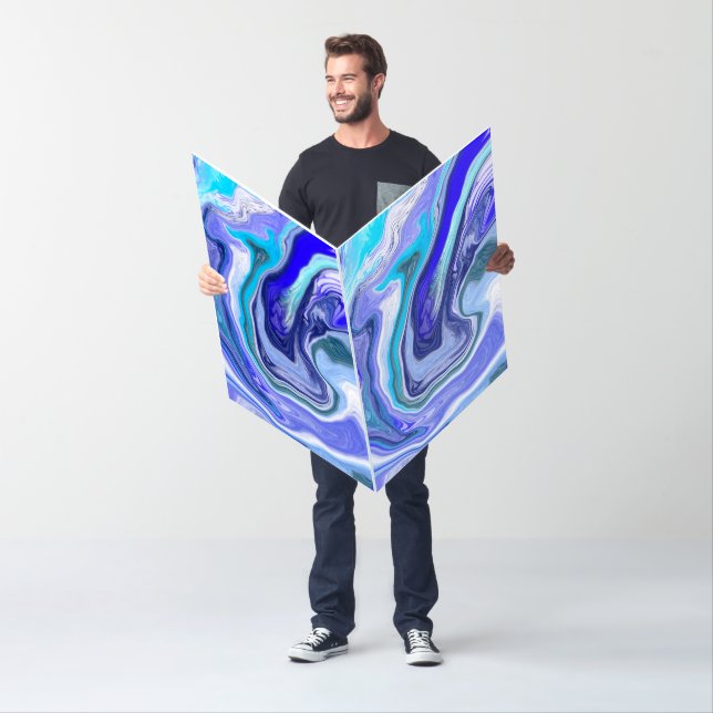 Jumbo Sized Blue and White Marble Birthday   Card (In Situ)